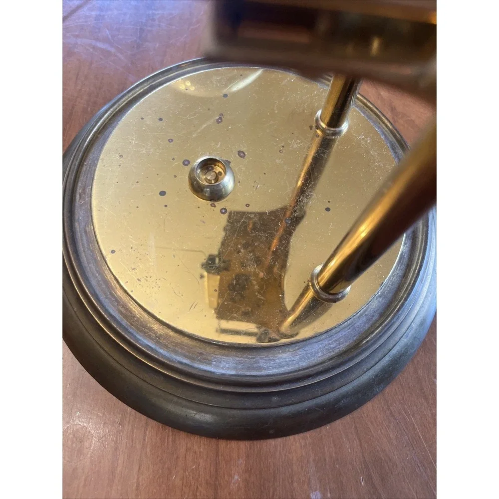VTG Kieninger & Obershell Gold Torsion Clock w/Glass Dome & Key-Needs repair